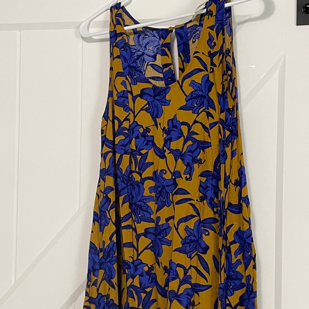 Mustard/blue floral dress